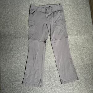 Prana convertible zip off pant gray straight leg S 4 snap hiking outdoors